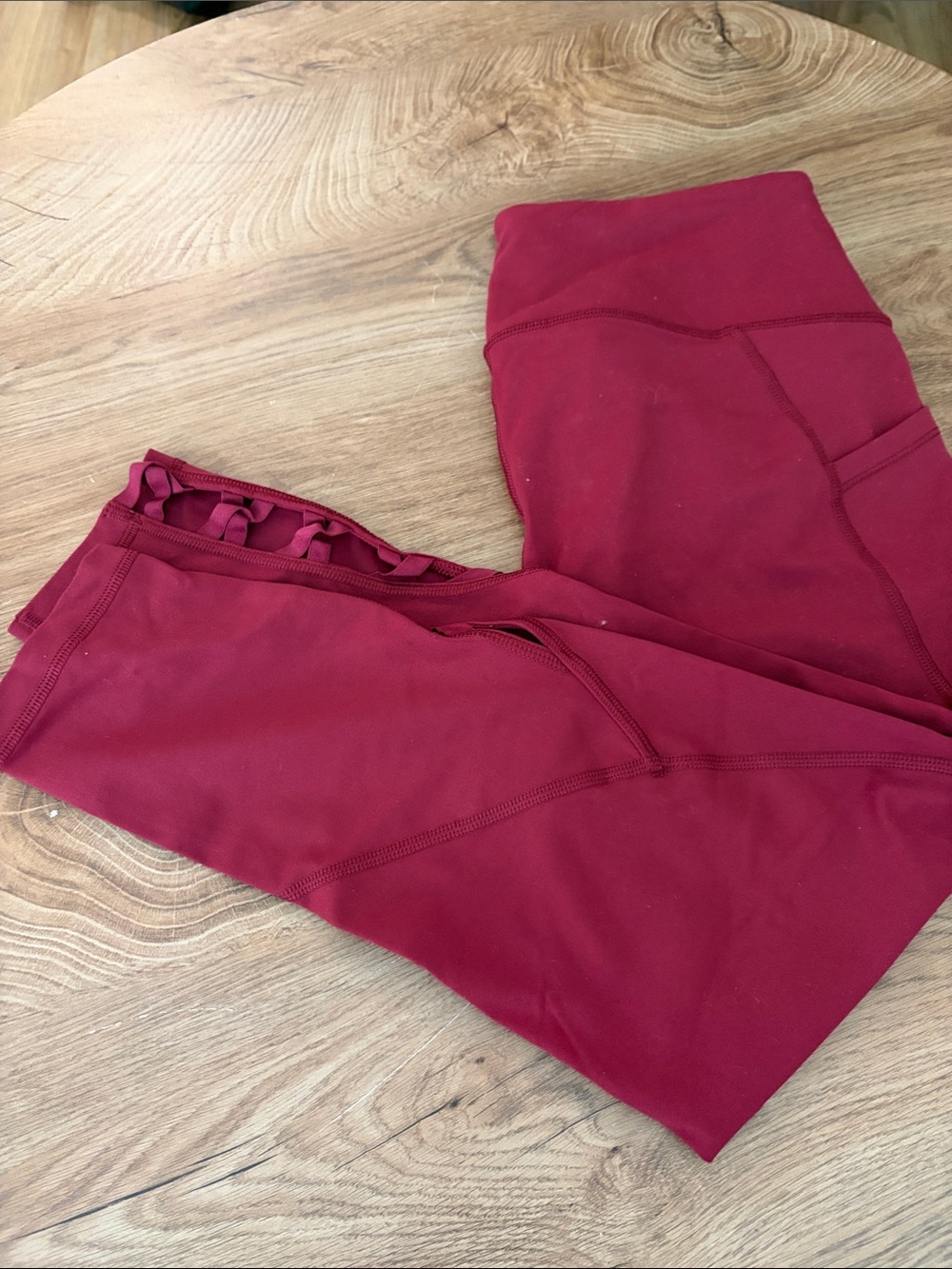 Victoria's Secret Burgundy High-Rise Leggings with Side Cutouts corset bands